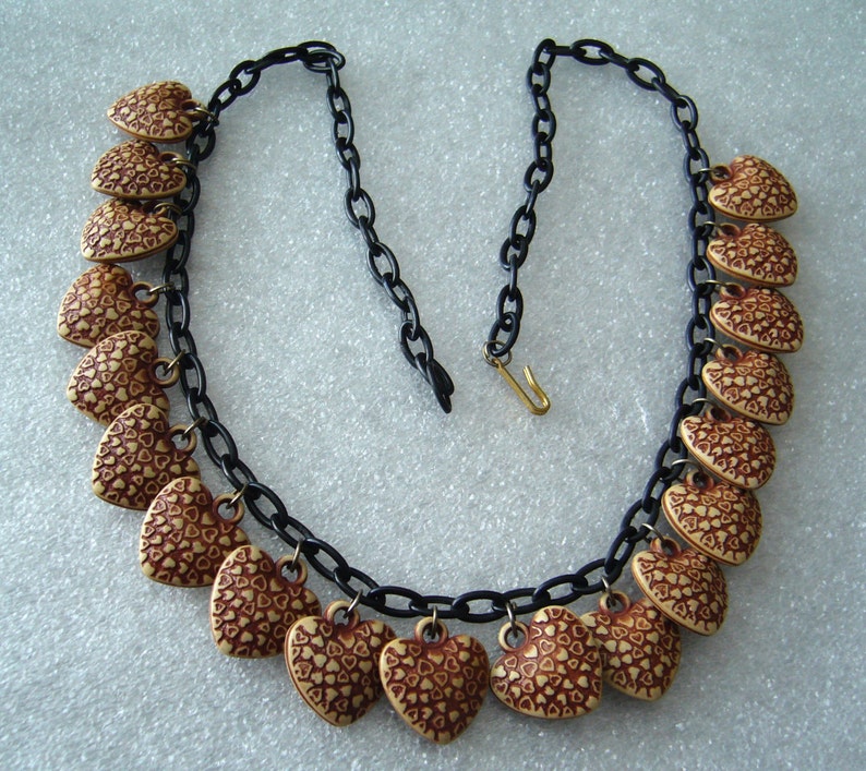 Vintage Early Plastic Multi Hearts Necklace Etsy