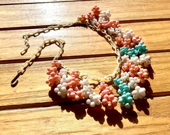 Vintage early plastic baby colors grapes necklace