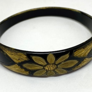 Vintage overdyed hand painted galalith bangle bracelet