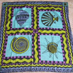 Vintage scarf foulard with shells and shellfishes  - made in Italy