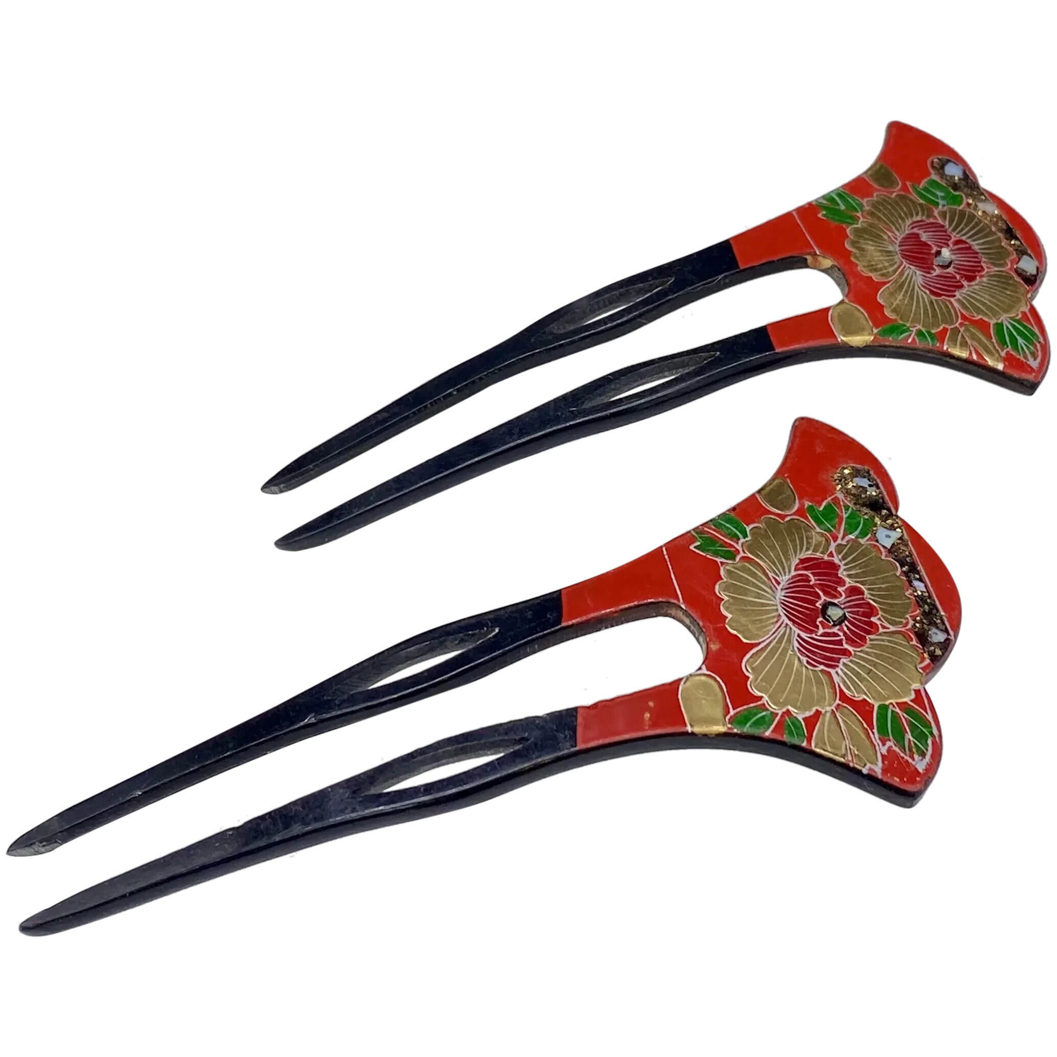 Vintage Red Hair comb Sarsaparilla Signed Vintage hand painted Art Deco Celluloid Christmas Decorated Carved Hair Comb  main image 4