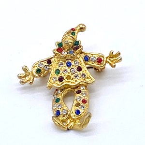 Vintage 1950's rhinestones movable clown pin brooch no. 2