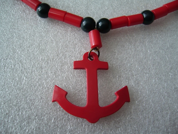 Vintage early plastic nautical anchor necklace