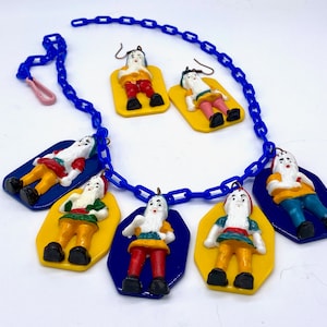 Vintage style dwarfs necklace and earrings
