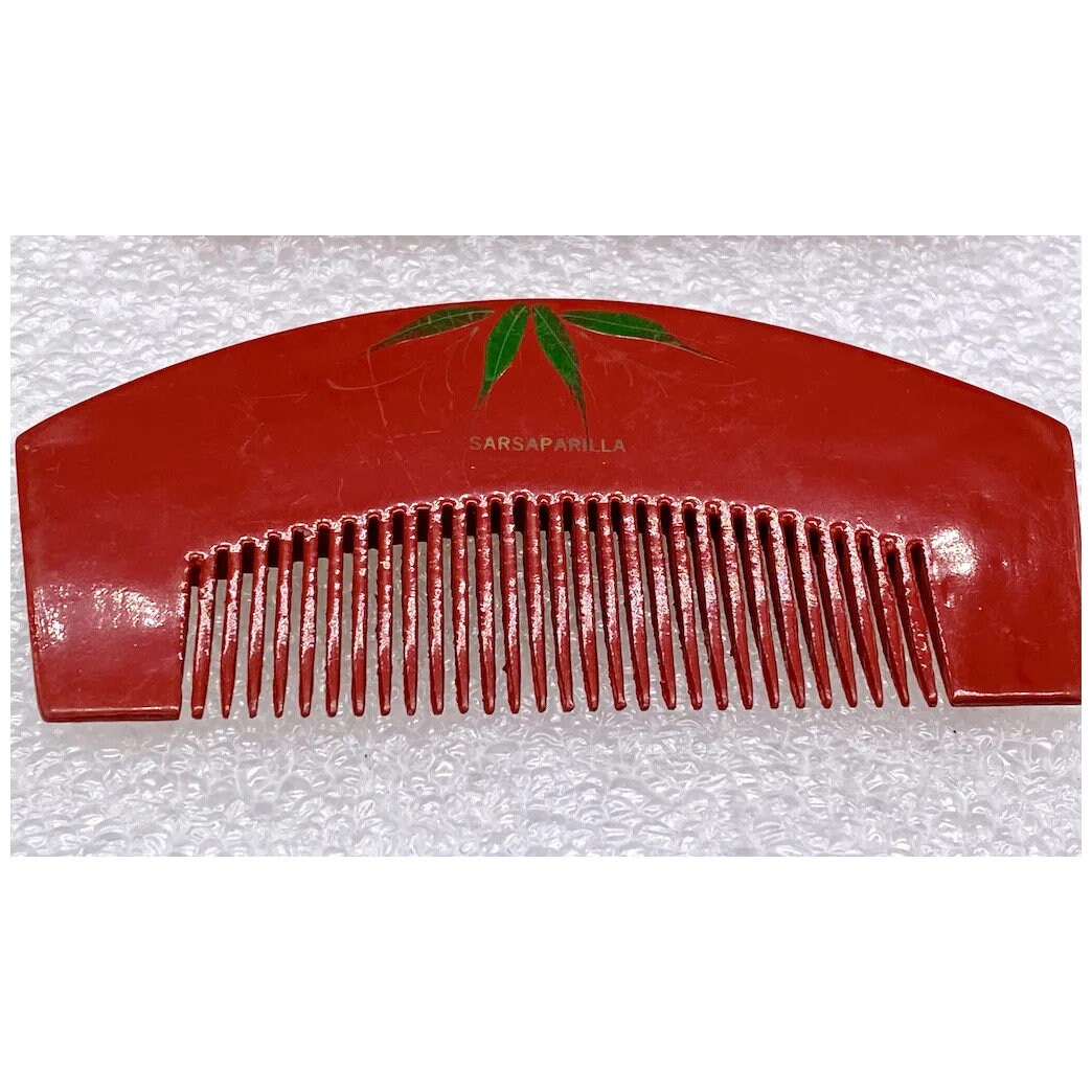 Vintage Japanese Style Wooden Lacquered Hand Painted Comb  display picture 2