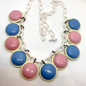 Vintage 1960&#39;s early plastic baby colors dangles necklace