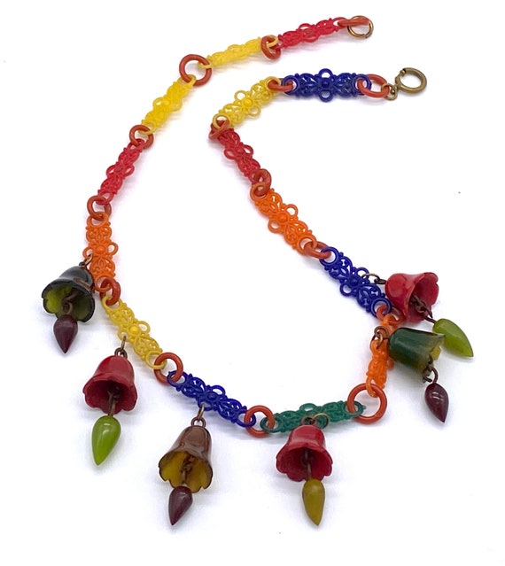 Vintage celluloid and bakelite bells necklace - image 3