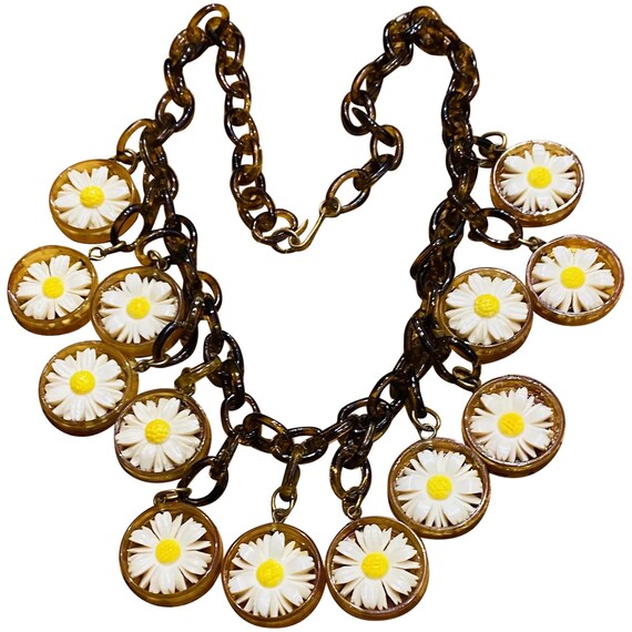 Vintage translucent root-bear celluloid flowers n… - image 1