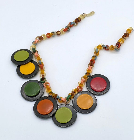 Vintage art deco bakelite and celluloid necklace