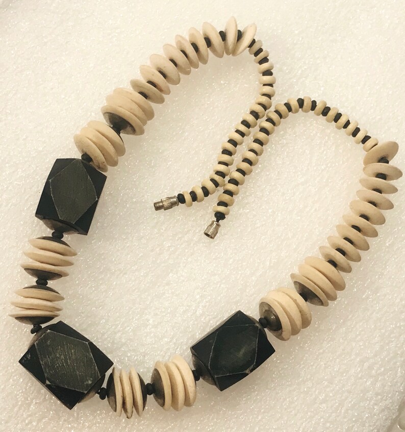 Vintage Hand Painted Art Deco Faux Bone Necklace Etsy