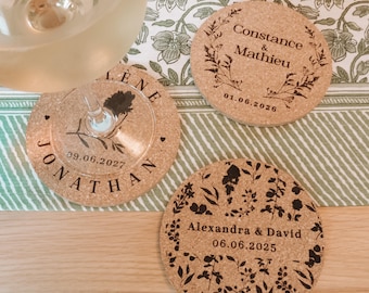 Personalized Cork Coasters | Personalized Wedding Cork Coasters | Wedding Favors for Guests | Gift for the Bride