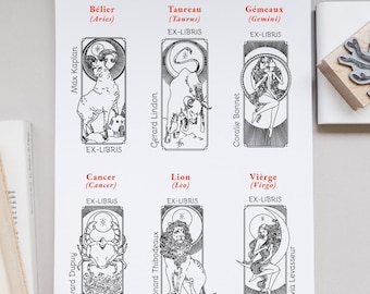 Astrological Sign Bookplate Stamp | Horoscope Library Stamp | Bookplate Stamp | Personalized Bookplate Stamp | Gift Idea
