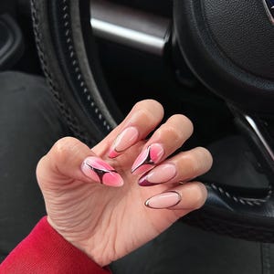 Pink Aura Chrome Press On Nails