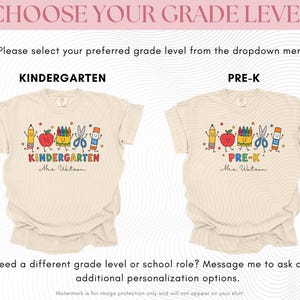Custom Kindergarten Teacher Shirt, Teacher Life Tee, Preschool Teacher School Supplies Comfort Colors® T-shirt, Crayon Apple Pencil Shirt T2 image 4