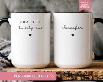 Personalized Chapter 21 Mug, Custom 21st Birthday Gift For Her, Minimalist Birthday Coffee Cup With Name, Turning 21 Keepsake Gift Idea B21