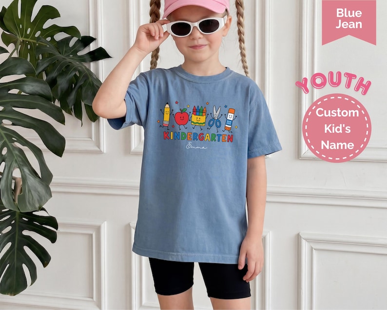 Custom Kindergarten Teacher Shirt, Teacher Life Tee, Preschool Teacher School Supplies Comfort Colors® T-shirt, Crayon Apple Pencil Shirt T2 image 14