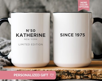 50th Birthday Gift for Women, Custom Turning 50 Mug, Personalized born in 1976 coffee Cup