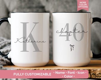 Custom 40th Birthday Mug, Personalized 40th Gift For Her, In My Forties Era Cup With Name, Chapter 40 cup, 40 year old women coffee mug MB9