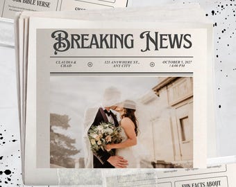 Editable Wedding Newspaper Template | Canva Template | Unique Wedding Program | Printable Wedding Timeline | Digital Download