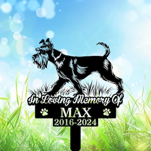 Personalized Schnauzer Dog Metal Memorial Garden Stake,Custom Schnauzer Walking Grave Marker Name Sign,Remembrance Stake,Pet Cemetery Stake