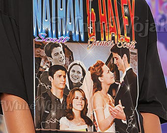 Nathan Scott And Haley James Scott Bootleg Shirt, Vintage TV Couple Drama Star Tee, 90s Retro Throwback T-shirt, Nathan Scott, Sweater