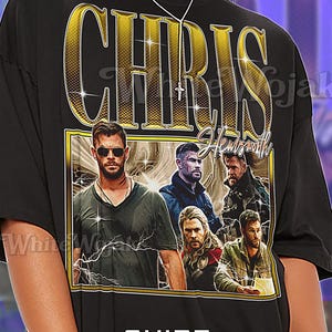 Chris Hemsworth 90s Vintage Retro Bootleg Shirt, Action Star Graphic Tee, Thunder God Actor Fan Gift