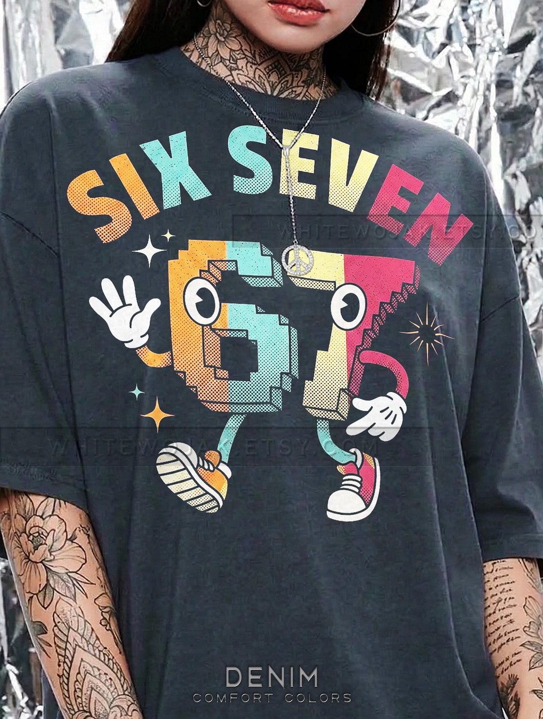 Six Seven 67 Retro Pixel Art Comfort Colors® Tshirt, Vintage 8-bit ...