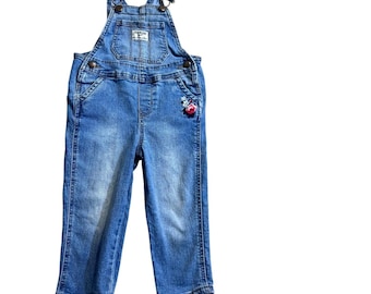 Vintage OshKosh Bgosh Toddler Baby Floral Embroidered Denim Overalls 2T Boho