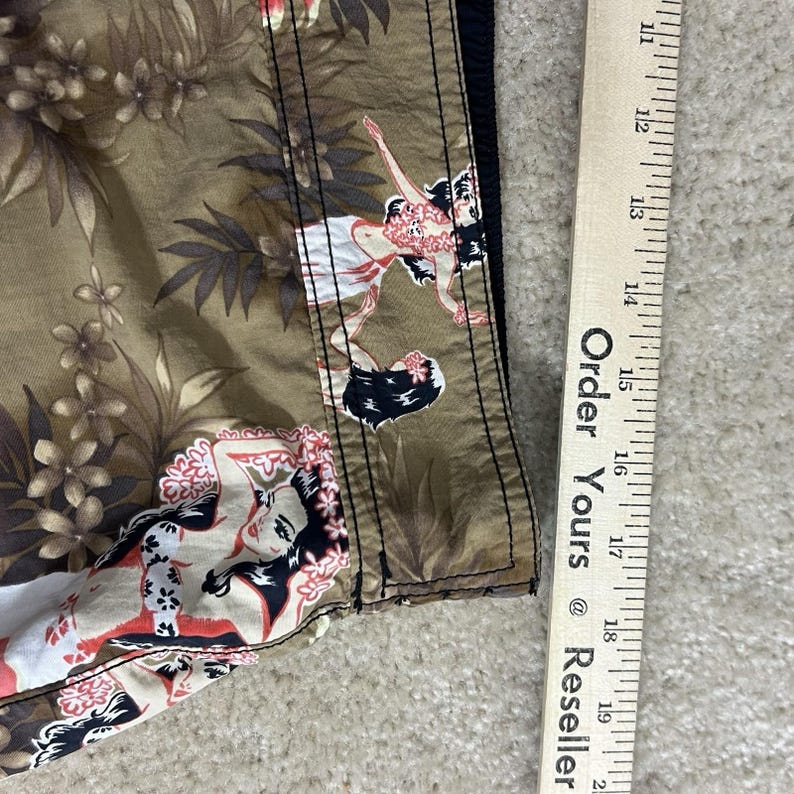 Vintage Tommy Bahama boardshort Hawaiian hula meisjes omkeerbaar grote zak afbeelding 6