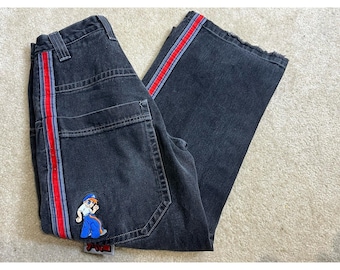 Vintage Y2K JNCO jeans wijde pijpen flodderige zwarte Tuffy Kid 29 x 30 skater losse grunge