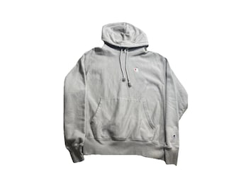 Vintage 1990s Champion Embroidered Logo Blank Beige Reverse Weave Hoodie Size M