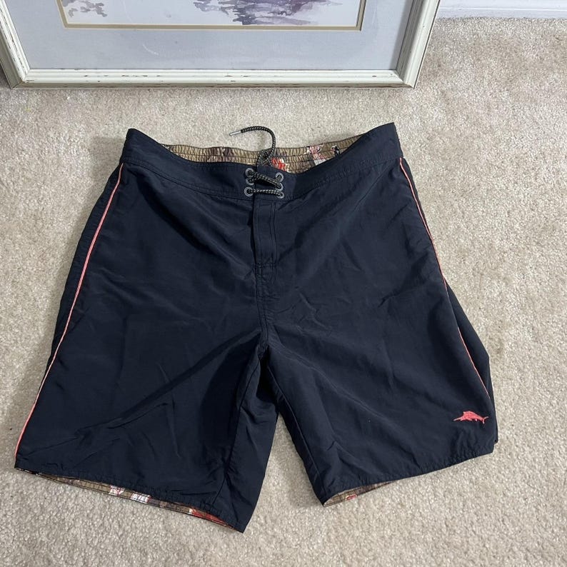 Vintage Tommy Bahama boardshort Hawaiian hula meisjes omkeerbaar grote zak afbeelding 11