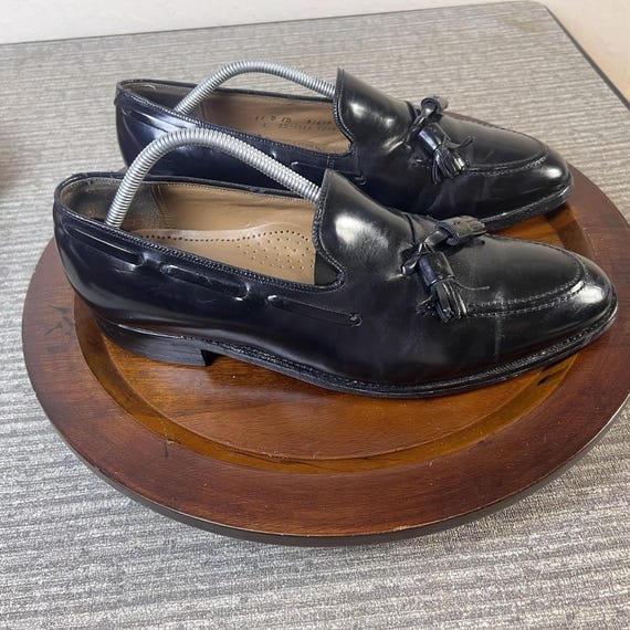 Vintage Johnson & Murphy Mens Black Leather Tassel Loafers  display picture 1