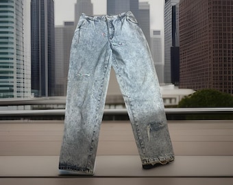 Vintage Jordache Jeans Acid Wash Patches Distressed 36X34 USA Festival 80s 90s