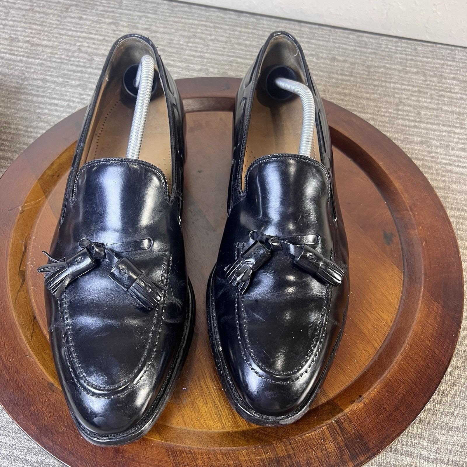 Vintage Johnson & Murphy Mens Black Leather Tassel Loafers  display picture 1