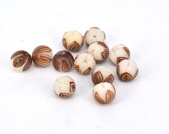 White Bodhi Seed Carved Lotus Bead, Bodhi  Root Bead Carved Flower Beads 14mm-15mm 10PC
