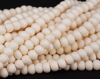 White Yak Bone Bead, Bones Mala Bead , 8mmx5mm ,6mmx4mm ,Big Hole , 108 mala beads