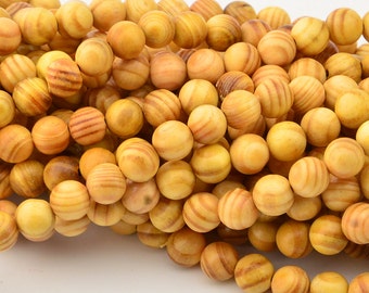 108  8MM  Natural  Yellow  Raja Kayu  Meditation Pray  MALA  Bead