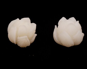 Layer Lotus Carve Bead, White Bodhi Seed Carved , Bodhi  Root Bead Carved Flower Beads