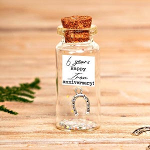 6th Anniversary Iron Horseshoe Gift: Personalized Photo Bottle