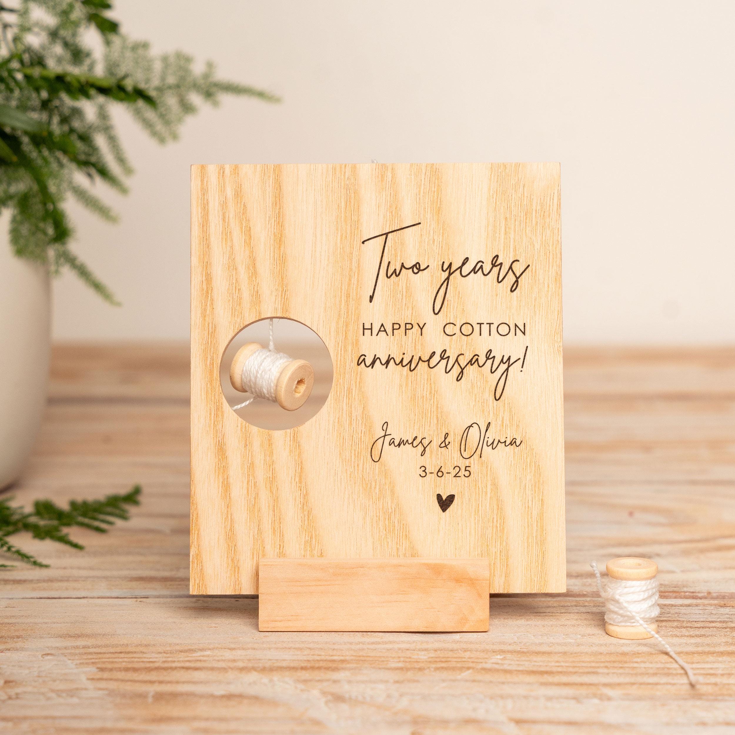 Engraved Wood Cotton Keepsake