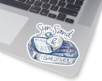 Sardine Stickers: Waterproof Vinyl Decal for Laptop, Water Bottle