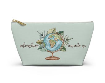Astuccio per accessori da viaggio: organizer per trousse per il trucco con tirante dorato