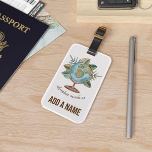 Personalized Luggage Tag Travel Accessory Gift for Travelers Vacation Sardine Globe Custom Name Tag Travel Lover Gift Personalized Gift