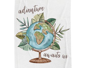 Adventure Awaits Velveteen Plush Blanket: Cozy Travel Throw