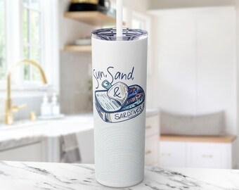 Sardine Travel Tumbler: tazza in acciaio inossidabile da 20 once con cannuccia