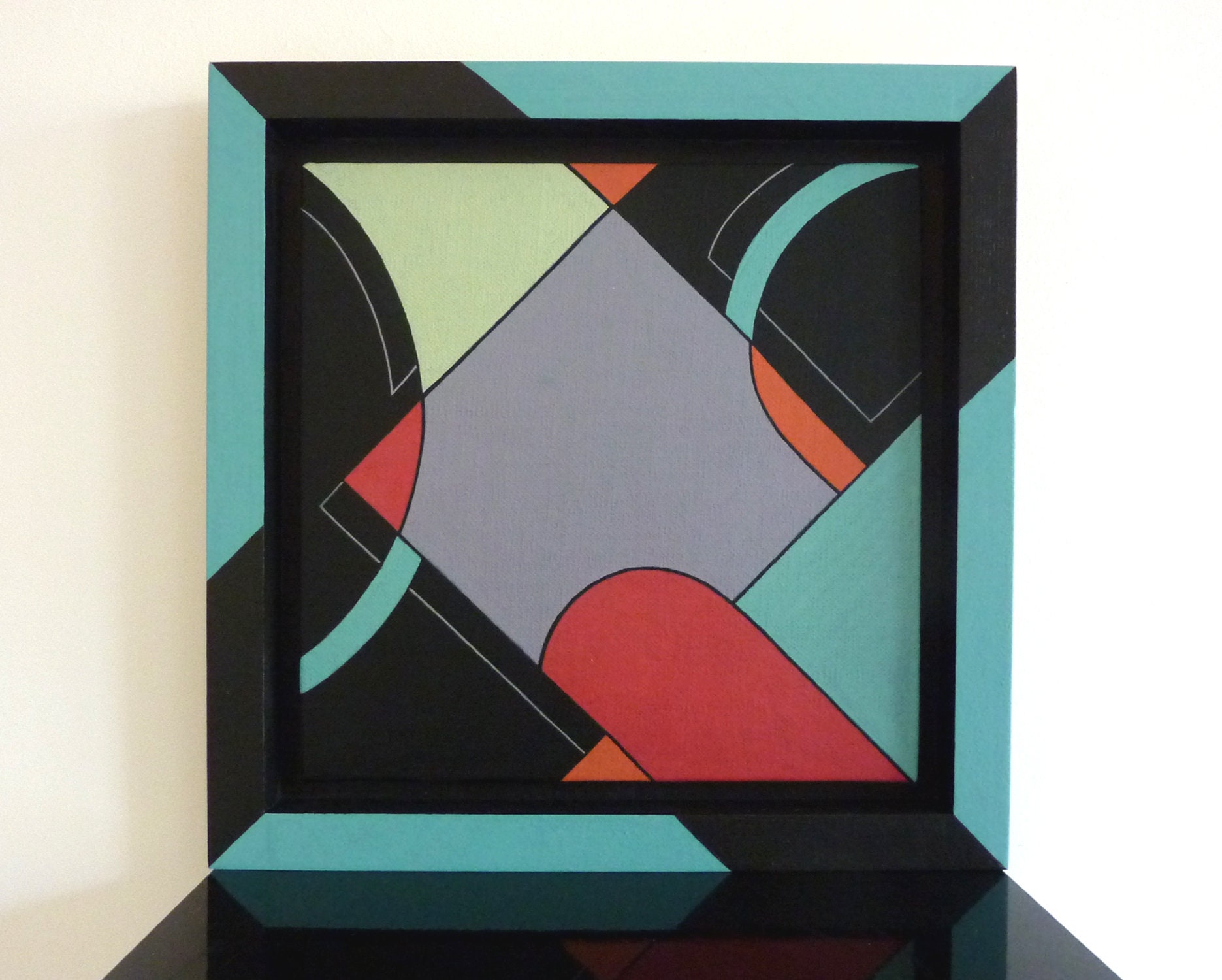 Geometric Painting  Bauhaus  inspired modern art framed 