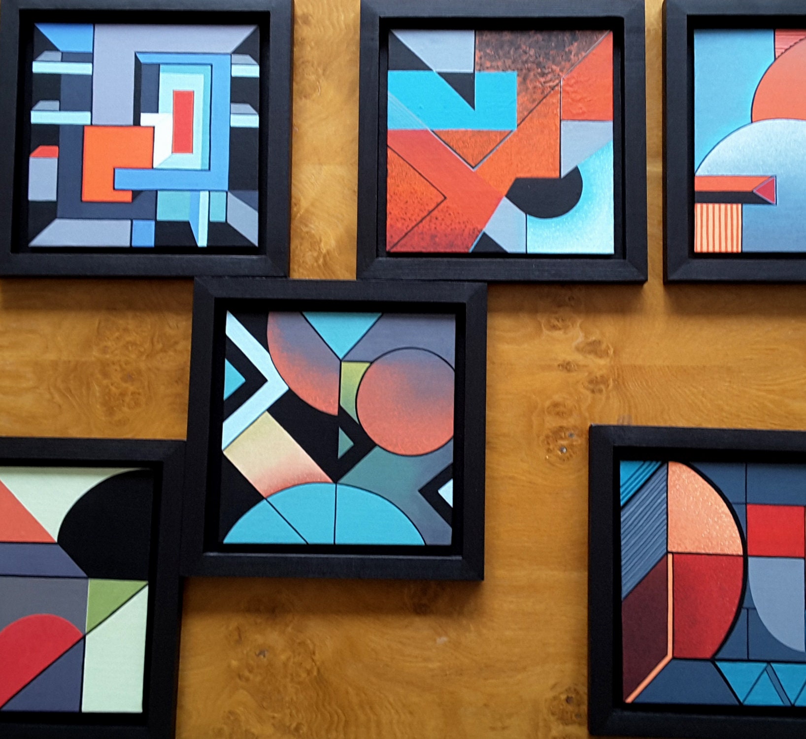 Constructivist Geometric Painting Modern Wall Art Framed In Customised Frame