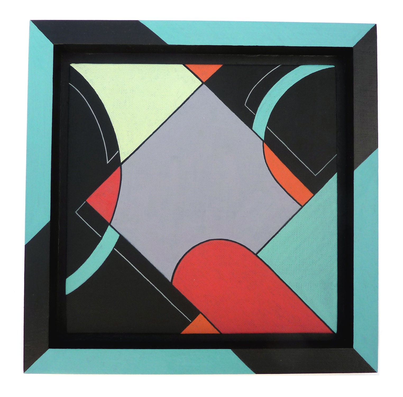 Geometric Painting, Bauhaus inspired modern art, framed, ready to hang