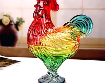 巣にとまる雌鶏 翡翠ガラス ホームオフィスギフト コレクターズ